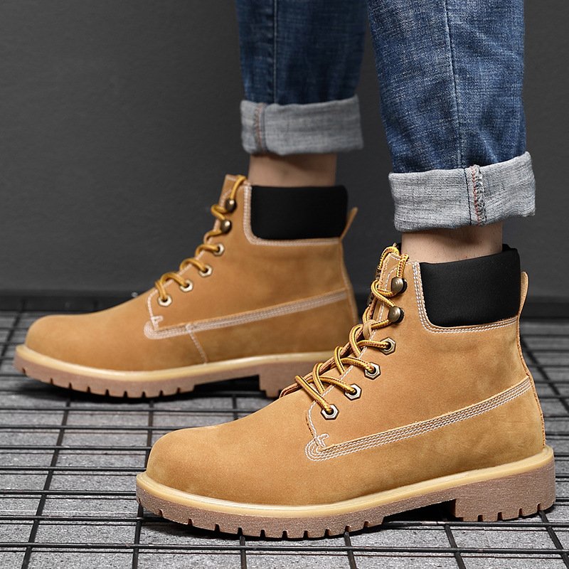 Rhubarb boots men's mid-tube boots trend middle-top Martin boots autumn British tooling men's shoes high-top factory direct sales