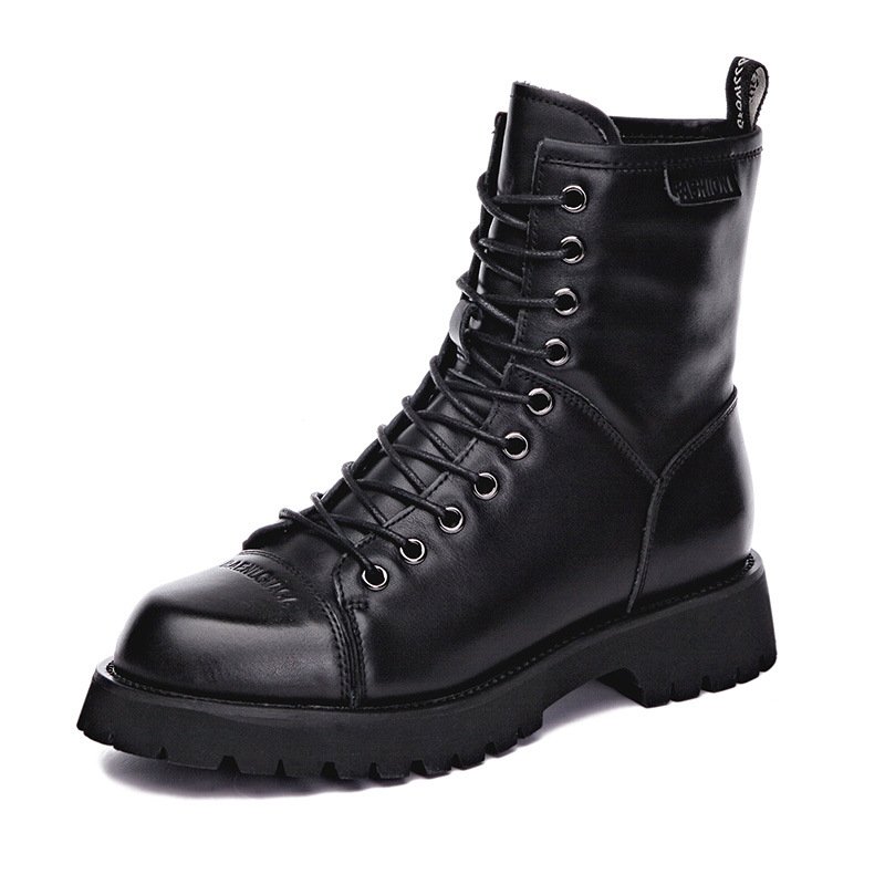 Autumn 2021 new Martin boots female British style round toe thick bottom tube black short boots trend