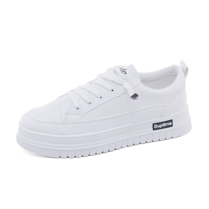 Basic white shoes women 2021 spring new student flat running shoes women's lace-up platform shoes