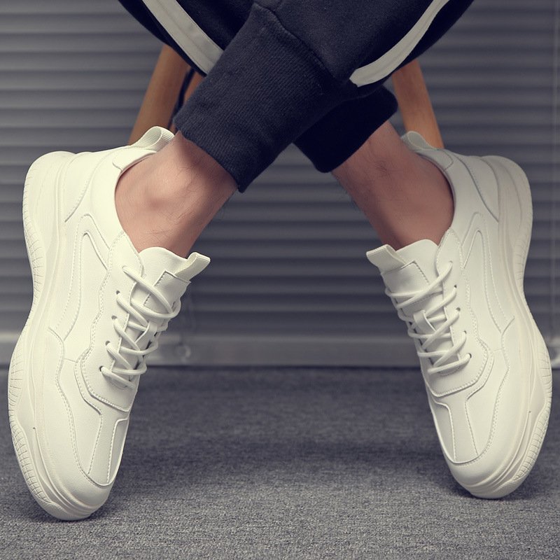 2021 spring new men's casual sports shoes trend men's board shoes low top white shoes leather shoes