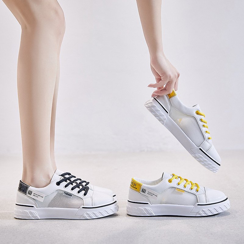 Breathable basic white shoes women's mesh surface 2021 summer new sneakers women's students mesh shoes trend