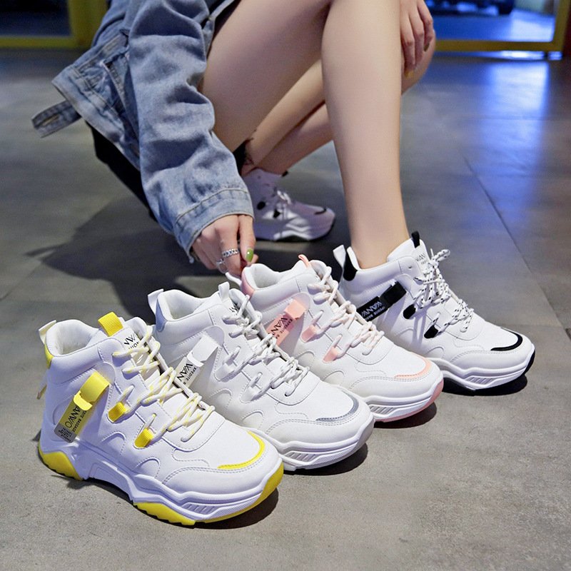 High top sports shoes women 2021 spring new student white shoes women running board shoes women casual shoes