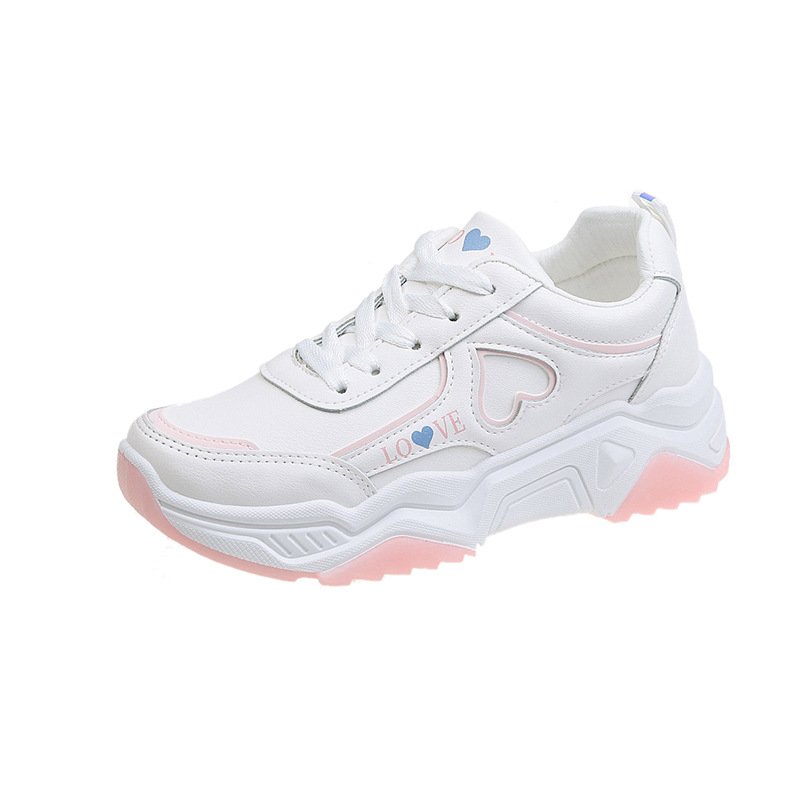 2021 spring new sports shoes female students female flat running white shoes female